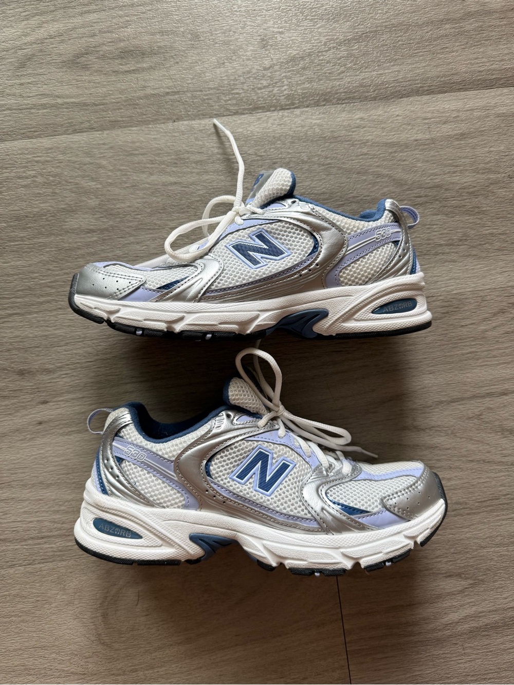 New Balance 530 Silver & Blue Athletic Sneakers